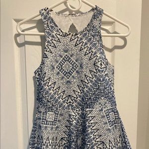 Aeropostale blue and white printed mini dress